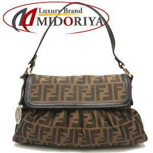 Fendi Chef Bag Shoulder Zucca Canvas Leather Brown